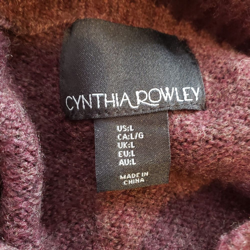CYNTHIA ROWLEY Brown Turtleneck Wool Blend Sweater Womens Size Large - Picture 3 of 5